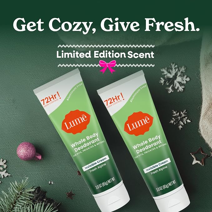 Lume Whole Body Deodorant - Invisible Cream Tube - 72 Hour Odor Control - Doctor Developed - Aluminum Free, Baking Soda Free and Skin Loving - 3.0 Ounce, (Pack of 2) (Fresh Alpine)