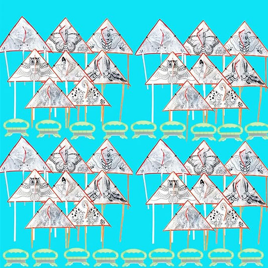 20 Pack DIY Coloring Kite Kit for Kids Pre-Printed Cartoon Animal Pattern Kites for Beginners Easy to Fly Kite Set with Line Handle for Birthday Party Favors School Craft