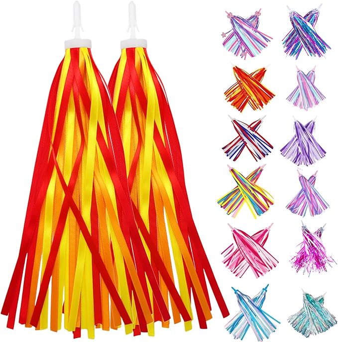 PLATT Kid's Bicycle Handlebar Streamers Colorful Ribbons Tassel for Girls Boys Bicycle Handlebar Scooter Handgrip (1Pair) (orange)