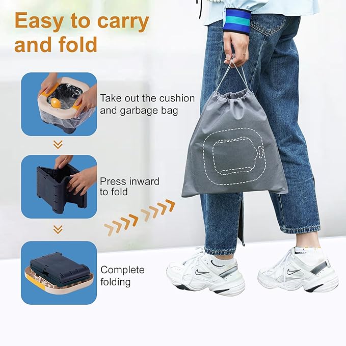 Toilet Bowls for Children Toddler Travel,Foldable Travel Potty for Boys Girls Emergency Toilets for Car,Outdoor,Camping and Indoor Seat with Storage Bag（Bean Paste Powder）