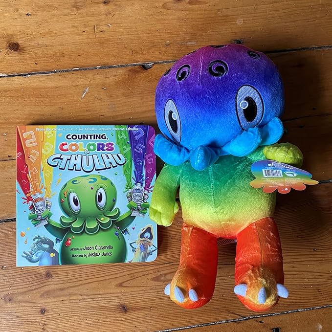 C is for Cthulhu Counting, Colors & Cthulhu Board Book & Rainbow Plush Bundle (Standard Plush, 12 inches)