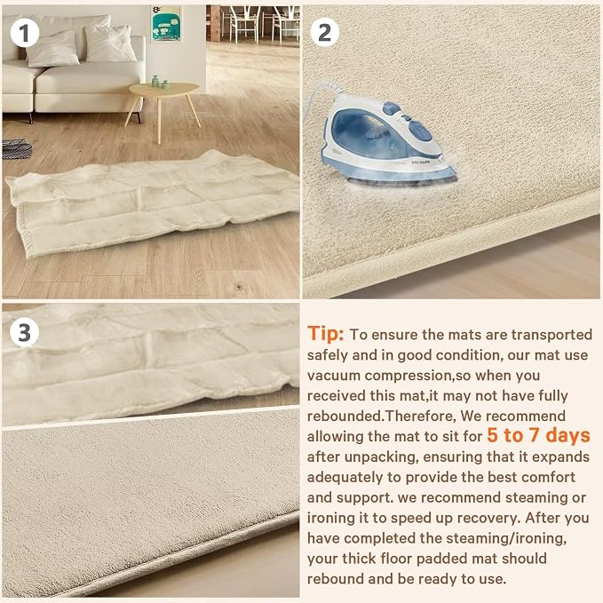Baby Floor Play Mat Tummy Time Mat Thick 71"x79"Foam Padded Soft Activity Gym Playmat for Babies Infants,Beige