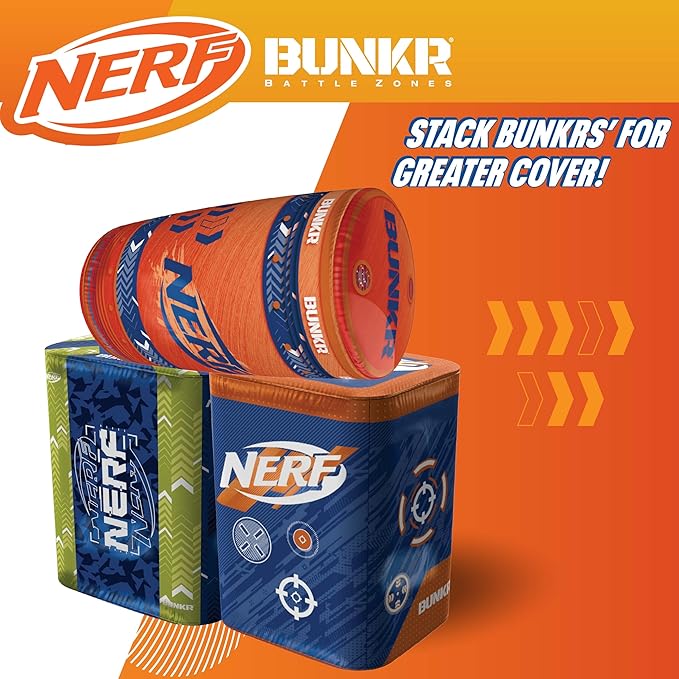 BUNKR Battle Zones NERF NERF Stadium Pack – 9-Piece Inflatable Barricade Shield Bunker Set for War, Laser Tag, Foam Dart Blasters, Gel Blasters, Water Blasters & Outdoor Battle Play