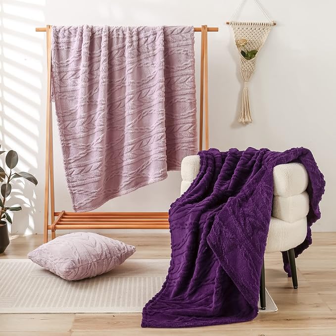 YUSOKI Sherpa Fleece Large Throw Blanket, Rose Pink, 50"x65" | 3D Stylish Design,320GSM, Non-Shedding, Lightweight for All Season Use, stays fluffy after repeated washes, Perfect Gifts