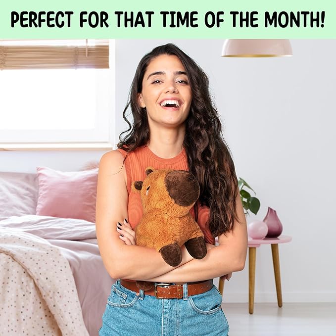 Capybara Microwavable & Weighted Stuffed Animals - 1.5 Lbs Unscented Heating Pad for Period Cramps Pain Relief and Anxiety, Cute Capybara Plush Toys Gifts for Women Girls Adults and Kids by Happy Fuel