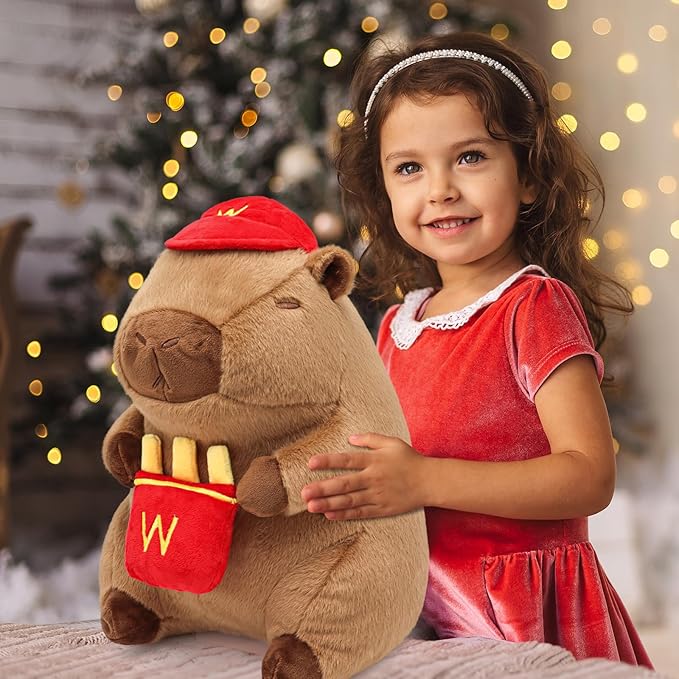 French Fries Capybara Plush 13.7inch, Cute French Fry Capybara Stuffed Animal Giant Capibara Plushies Pillow Toy Gifts for Boys Girls Kids