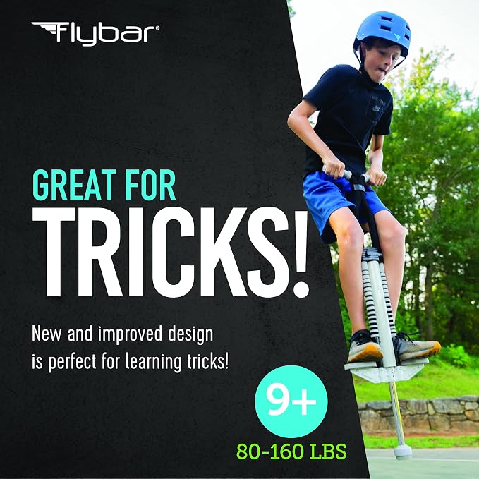 Flybar Master Pogo Stick for Kids Ages 9+, 80–160 lbs – Easy Grip Handles – Active Exercise Toy for Tweens & Teens – Outdoor Toy with Non-Slip Foot Pegs for Boys and Girls – No Assembly Needed