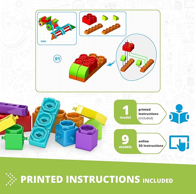 Engino QBOIDZ Farm Tractor, Building Blocks Ages 4+, STEM Toys for Boys & Girls, Building Kit, Preschool Educational Toys Combining Fun with Science, Technology, Math (10 Models)