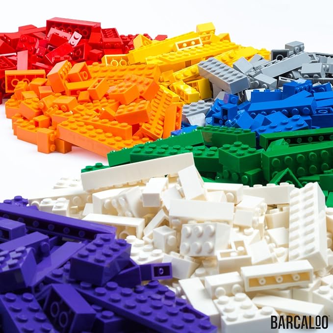 Barcaloo 1000 Piece Building Bricks Play Set, 10 Classic Colors Bulk Building Blocks, Generic Brick Building Parts, for Boys and Girls, Assorted Tub Classic Colors