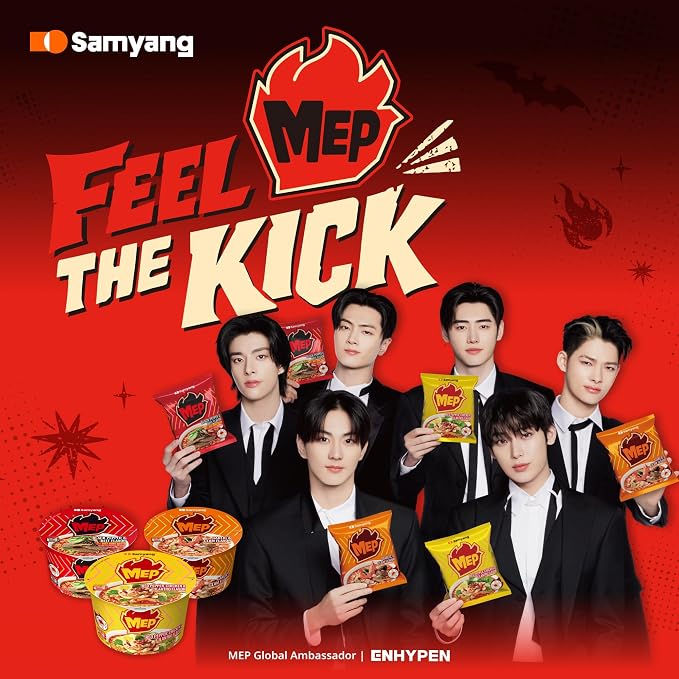 MEP Black Pepper Beef Korean Spicy Ramen Noodle Soup, 3.88 oz Bowls 6-Pack | Rich beef bone broth with aromatic black pepper kick; Chewy qq-texture noodles; Microwave-ready in minutes;
