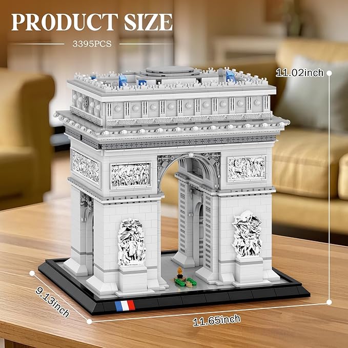 Architecture Arc de Triomphe Building Set, Paris City Landmark Building Model Kit 66024, Famous Historical Building Collection & Display, Gift for 14+ Adults, Travel and Art Lovers (3395 PCS)