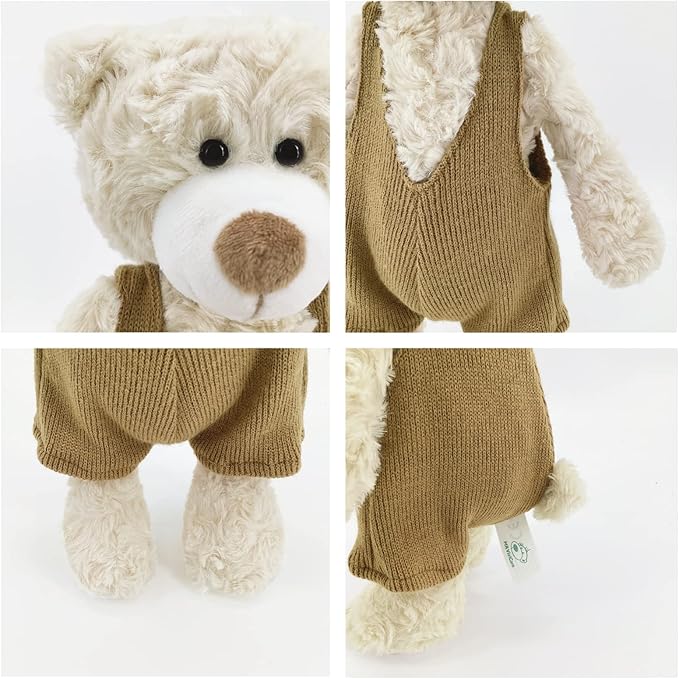 MR VIVICARE 13.5" Cream Beige Bear Stuffed Animals for Kids and New Born Babies,Knitted Dressed Stuffed Teddy Bear Plush Toys for Boys and Girls,Great Gifts on Birthday,Christmas,Machine Washable