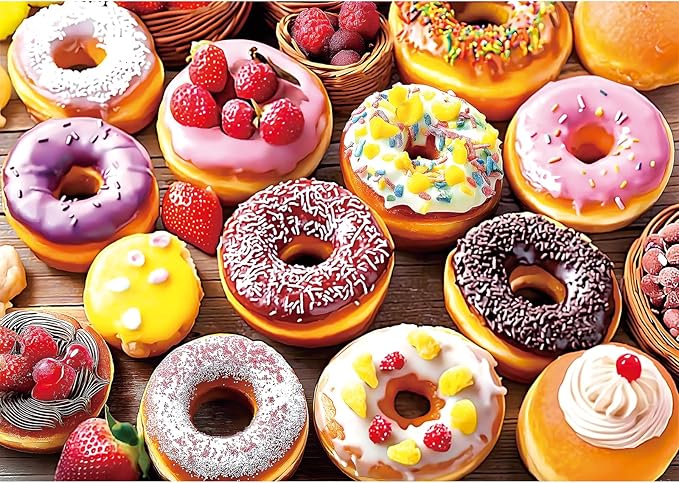 300 Piece Jigsaw Puzzle for Adults - Delightful Donuts Design - Challenging Adult Puzzle for Family Game Nights & Gifts - Fun Finished Size 17 x 11 Inches