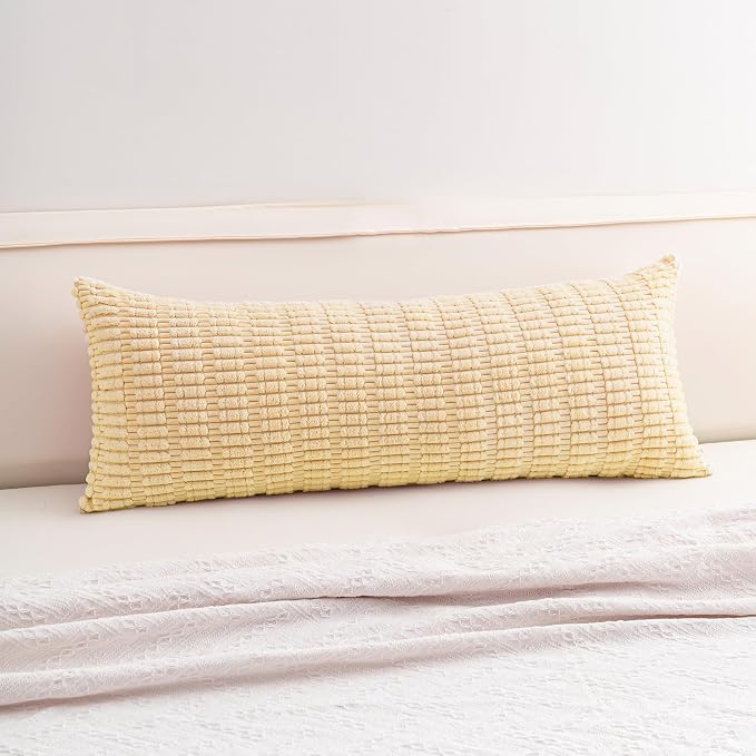 Aegero Corduroy Decorative Throw Pillow Covers 14x36 Inch Soft Striped Pillow Covers Modern Farmhouse Home Decor for Sofa Living Room Couch Bed（Beige）