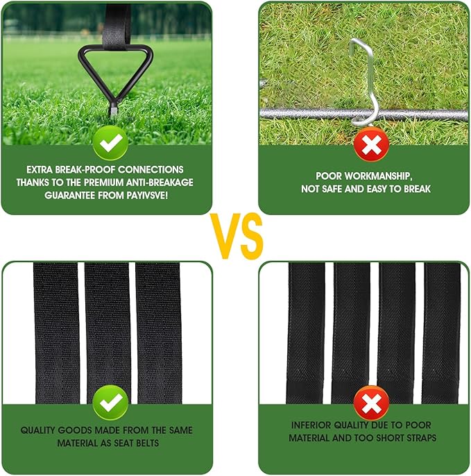 Trampoline Stakes 4 Pack - Heavy Duty Trampoline Anchors Kit - Screw In Ground Anchors High Wind with Straps for Trampolines(Black-4Pack)