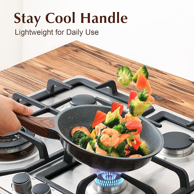 SENSARTE Nonstick Frying Pan Skillet with Lid, Omelet Pan with Cover, Healthy Egg Pan Chef's Pan, Kitchen Cooking Pan, PFOA Free (8inch + Glass Lid) | Omelette Pan with Cover, Healthy Egg Pan Skillet Kitchen Cooking Pan, PFOA/PFOS Free