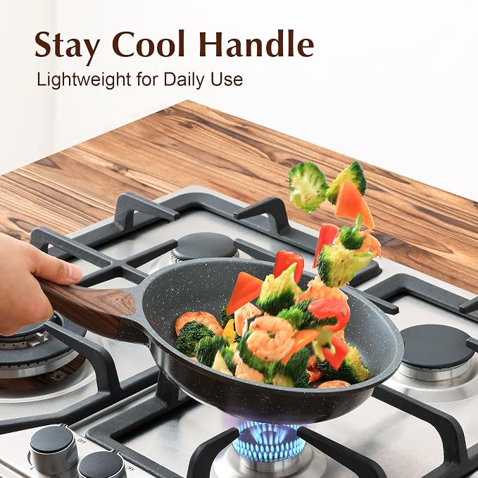 SENSARTE 9.5inch Nonstick Frying Pan Chef's Pan with Glass Lid | Omelette Pan with Cover, Healthy Egg Pan Skillet Kitchen Cooking Pan, PFOA/PFOS Free