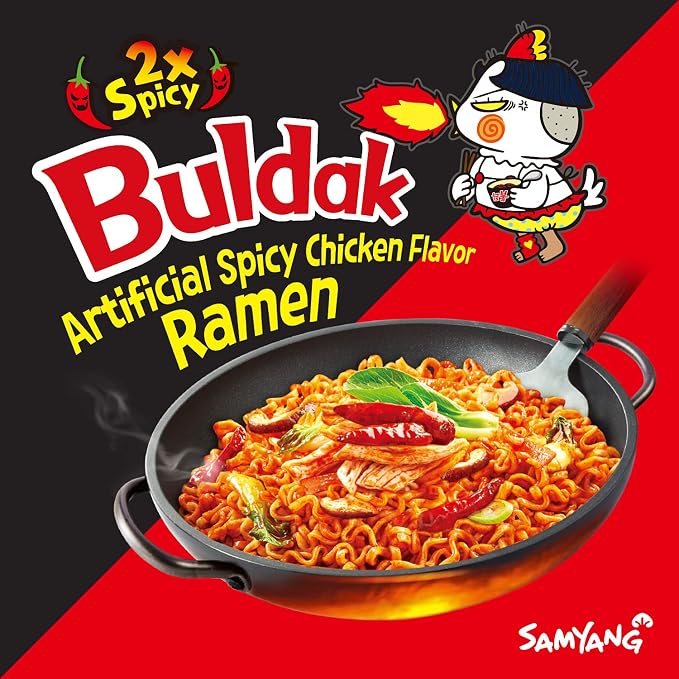 Samyang 2X Buldak (Korean) Hot Spicy Chicken Stir Fried Ramen 4.94 oz (Pack of 5)