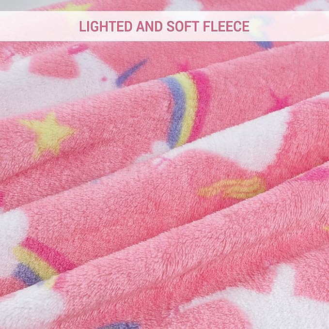 Softan Unicorn Blanket for Girls, Kids Throw Blanket for Boys and Girls Soft Cozy Flannel, Cute Pink Unicorn Blanket for Sofa Couch Bed, Christmas Birthday Gift for Kids Toddler, 50x60 Inches