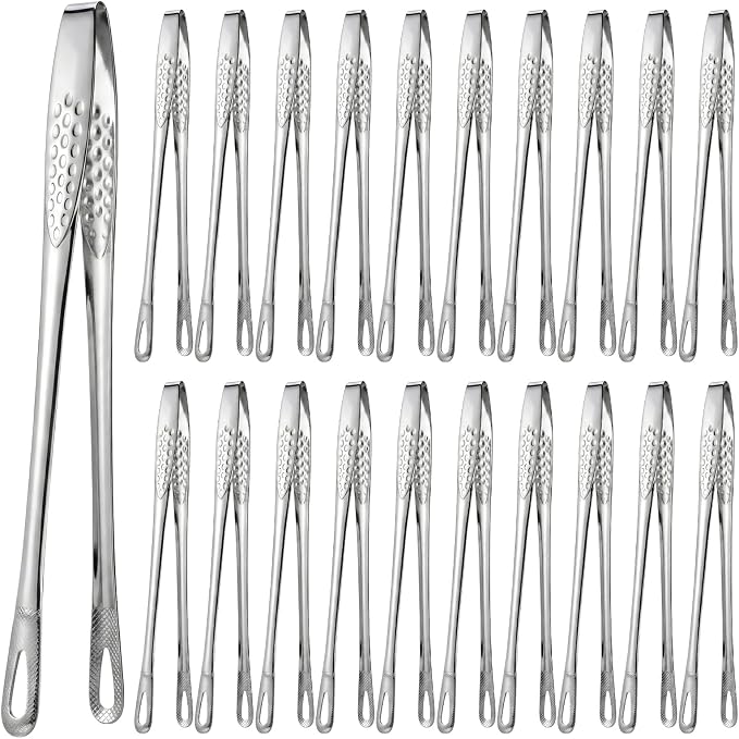20 Pcs 11 Inch Kitchen Tongs, Stainless Steel Korean BBQ Grill Tongs Japanese Barbecue Tong for Cooking Serving Tong Portable Kitchenware for Steak Salad Food, Baking, Food Plating, BBQ