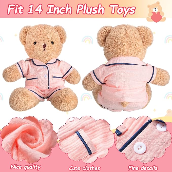 Hungdao Bear Clothes Pajamas Make Your Own Animals Outfits Fits Most 14 Inches Bear Accessories(Pink)