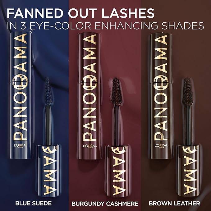 L'Oreal Paris Voluminous Panorama Chromatic Mascara, Volumizing and Lengthening Blue Mascara, Longwear, Smudge-Resistant and Washable, 706 Blue Suede