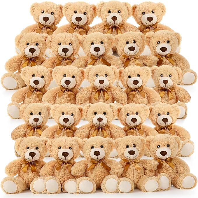 MaoGoLan Bulk Teddy Bear Baby Shower, 48 Packs Small Teddy Bear Stuffed Animals in Bulk,13.5" Small Stuffed Bears Plush for Wedding,Birthday,Christmas, Party Decorations