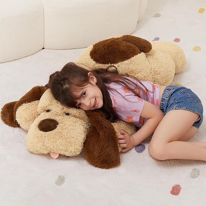 MorisMos Giant Dog Stuffed Animals, 40inch Large Stuffed Dog Plush, Big Puppy Throw Pillow Gifts for Kids, Boys, Girls, Brown