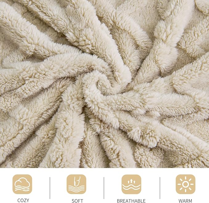 Aganear Fleece Throw Blanket for Bed Couch 90"x108" Khaki | Lightweight Fuzzy Throw,Warm Gift for Women,Christmas,Housewarming,Soft,Fall Boho Design for Room Home Decor,All-Season Use