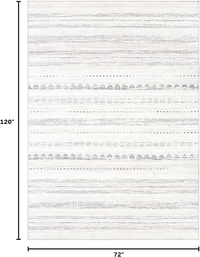 Nakagishi 6x10 Area Rugs Living Room: Washable Boho Large Neutral Soft Farmhouse Rug Stain Resistant Modern Moroccan Non-Slip Indoor Carpet for Bedroom Nursery Kids Playroom Office Dining Room- Gray
