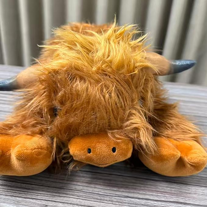 XYG 5lbs Highland Cow Weighted Stuffed Animals, 22inch Giant Highland Cow Gift Plushie Toy, Adorable Stuffed Animal for Adults Kids Highland Cattle Plush Pillow Decor