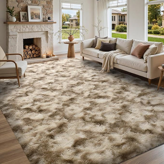 4x6 Area Rugs for Bedroom, Khaki Plush Fluffy Shaggy Living Room Rugs Non-Slip, Ultra Soft Carpet for Nursery Kids PlayRoom Dorm Office Indoor