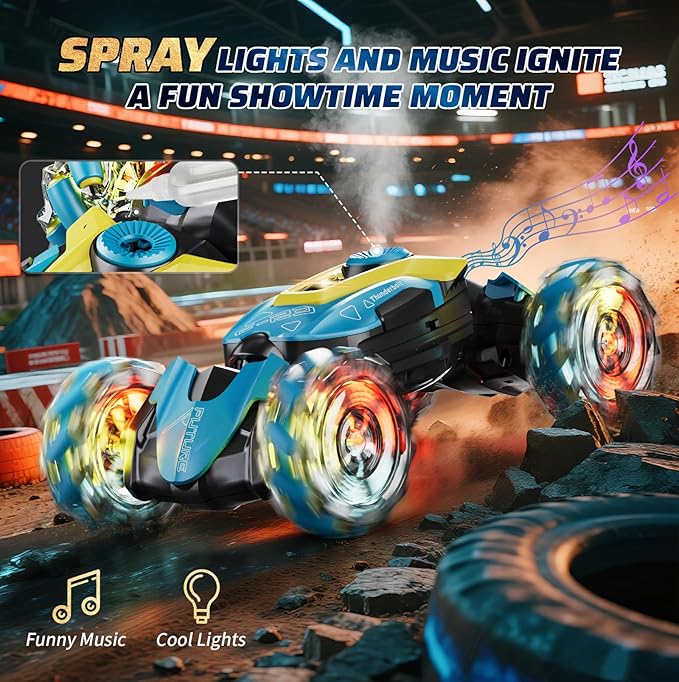 4DRC Gesture Sensing RC Stunt Car-Toys for Boys Girls for Ages 5-8-12,4WD Hand Controlled Remote Control Twist Car 360° Spins All Terrains Kids Toys, for Kids Age 6 7 9 10 11 12 Years Old