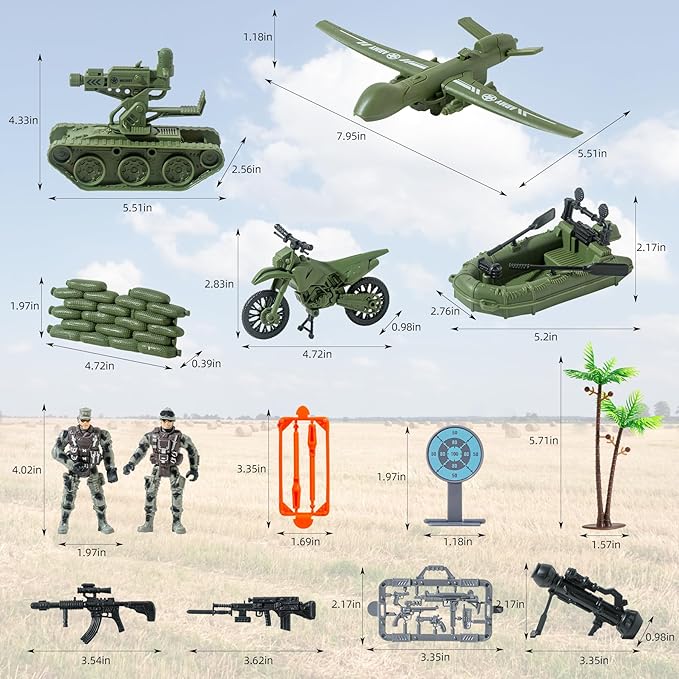 Military Soldier Men Action Figures, 15PCS US Army Soldier Plastic Figure Set Military Base Playset Vehicles Play Combat Toys, Army Toy Set for Kids, Boys, Age 3 4 5 6+
