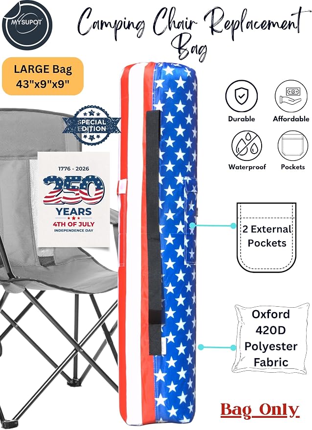 Replacement Bag for Folding Camping Chair, Portable Camp Chair, Hammock, Yoga Mat, Umbrella, Tents, Tripods, Fishing Poles - 420D Oxford Polyester Fabric