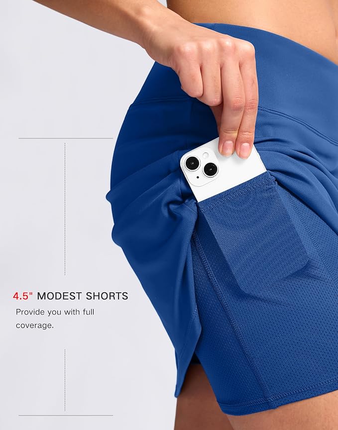 16" Skorts with 2 Pockets | Side Slits, High Waisted, A Line, Casual, Pickleball, Athletic, Golf, Tennis Skirt, for Women