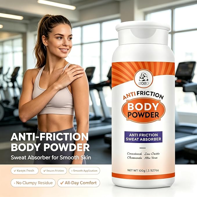 Chafing Relief Powder, Talc-Free Women's Body Powder for Underbreast, Groin & Feet, Sweat & Friction Defense for Gym & Sports, On-The-Go Portable, Stay Dry, Move with Confidence, Fresh Scent, 3.53oz