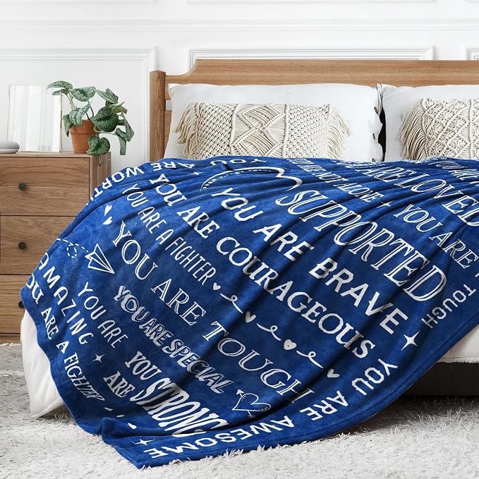 Blanket Gifts for Women or Men - Inspirational Get Well Blanket | Feel Better After Surgery Gifts for Him Her, Thinking of You Gift for Dad Son Friend Brother Coworker, 60'' x 50''