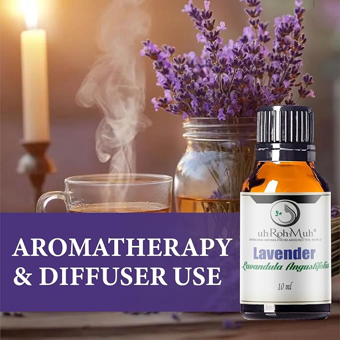 Organic Lavender Essential Oil - Steam Distilled Lavandula Angustifolia, Flower Oil, Premium Floral Aroma Middle Note Oil for Aromatherapy, Skincare, Haircare and DIY Cosmetic Formulations - 10 ml