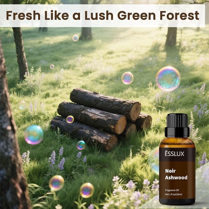 Fragrance Oil, ESSLUX Noir Ashwood Large Single Essential Oil 30ml, Vanilla Aroma Candle Making Scents, Middle Eastern Scented Oils for Home for Diffuser, Massage, Soap, Perfume, Humidifier