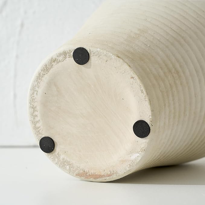 Ceramic Flower Vase Home Decor,11inches Large Farmhouse Table Vases | Rustic Vintage Living Room Kitchen Bedroom Decorations for Home, Shelf, Fireplace Mantel Decoration (11",Off-White)