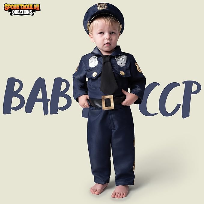 Spooktacular Creations Halloween Toddler Police Costume, Police Costume kids baby Halloween Pretend Play School Dressup Party
