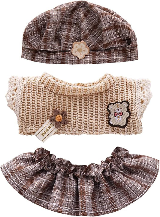 Clothes for Labubu, Doll Outfit Accessories Designed for 15 & 17cm Labubu (British Plaid)