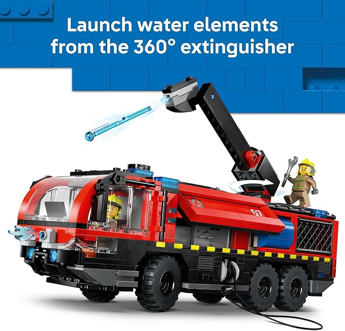 LEGO City Airport Fire Truck Kids Building Toy - Pretend Play Emergency Vehicle for Boys & Girls, Ages 7+ - Fire Engine Toy W/ 4 Firefighter Minifigures - Gift Idea for Birthdays - 60499