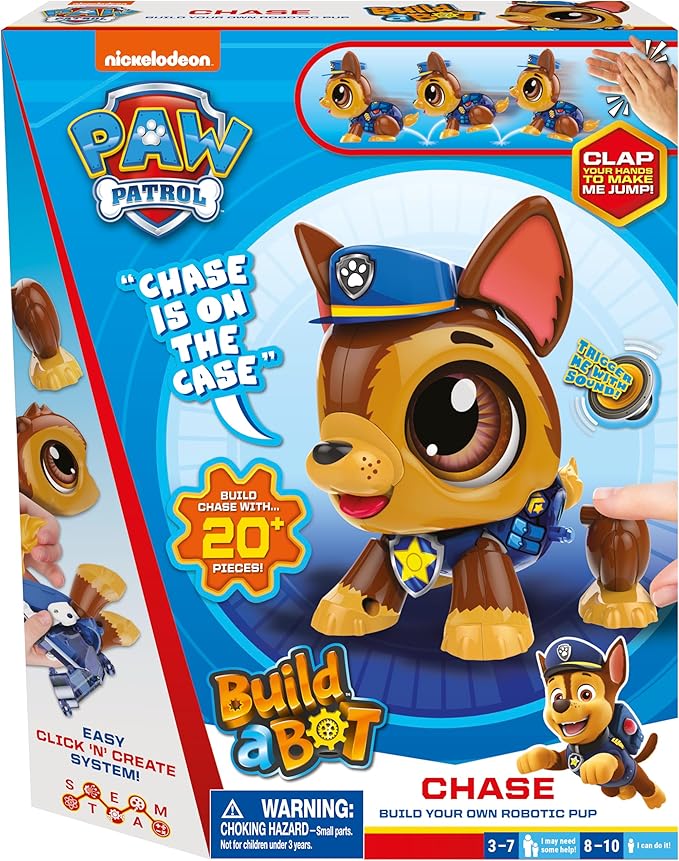 Build a Bot Paw Patrol Chase - Build Your Own Robotic Pet with 20+ Pieces with 1 Sticker Sheet - Ages 3-10
