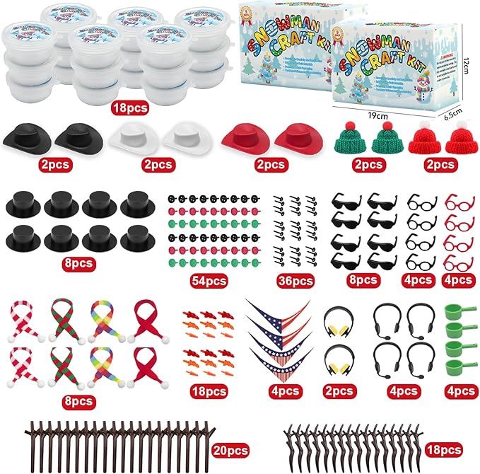 Christmas Snowman Crafts Sets，Build a Snowman Crafts Kit for Kids, Modeling Clay Christmas Snowman DIY Sets clay kit for kids, Christmas Stocking Stuffers for Kids, Christmas Crafts Xmas Gift