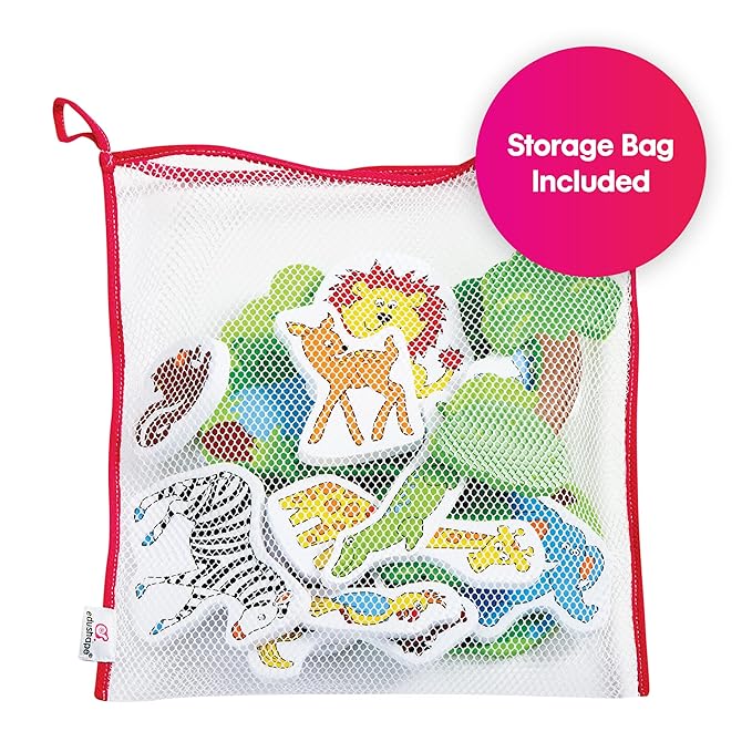 Edushape Magic Creations Foam Sticker Imaginative Bath Tub Activity Play Set, Jungle Fun