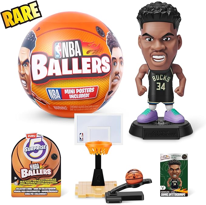 5 Surprise NBA Ballers Series 1 By ZURU, Collectible Mystery Capsule, Toy for Girls, Realistic Miniature Baby, Playset and Accessories