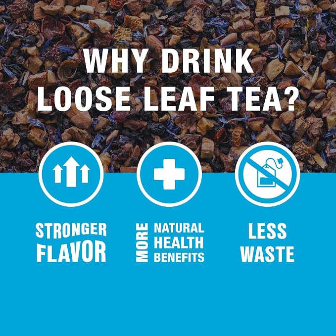 Tiesta Tea Blueberry Wild Child, Loose Leaf, Blueberry Hibiscus Herbal Tea, Premium Non-Caffeinated Blend, Make Hot or Iced, Brews Up to 200 Cups, 16 Ounce Resealable Bulk Pouch