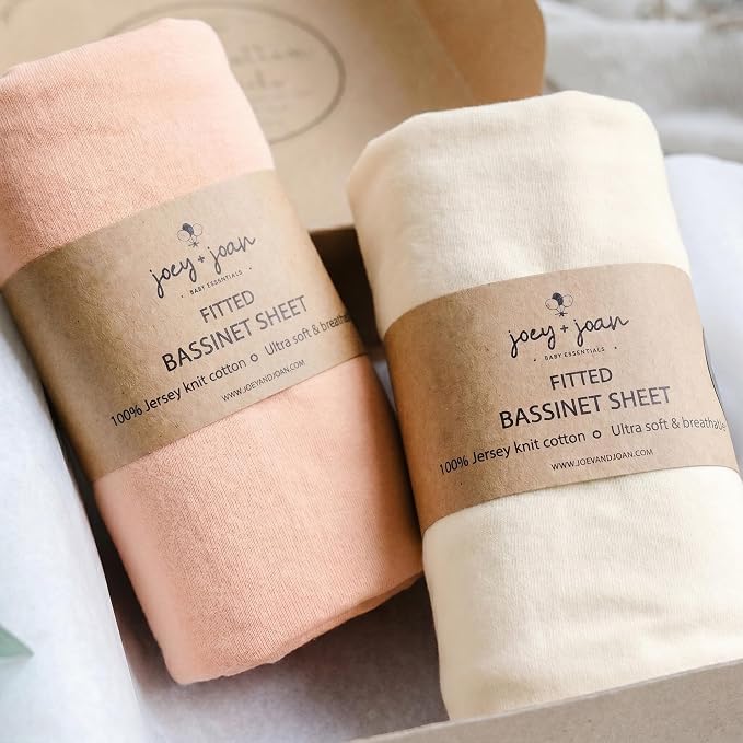 Travel Crib Fitted Sheets for Baby Bjorn, Guava Lotus Travel Crib and 24" x 42" Inch Travel Light Playard Mattress – Snuggly Soft 100% Jersey Cotton – Peach + Ivory – 2 Pack